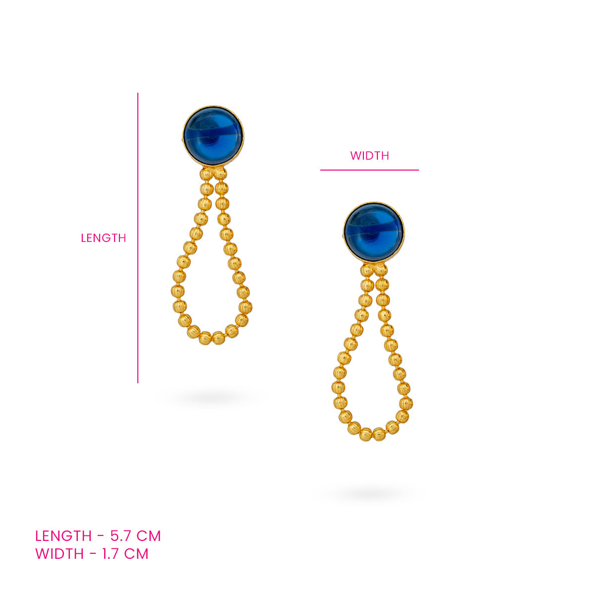 Green Beaded Drop Earrings with Circular Stud