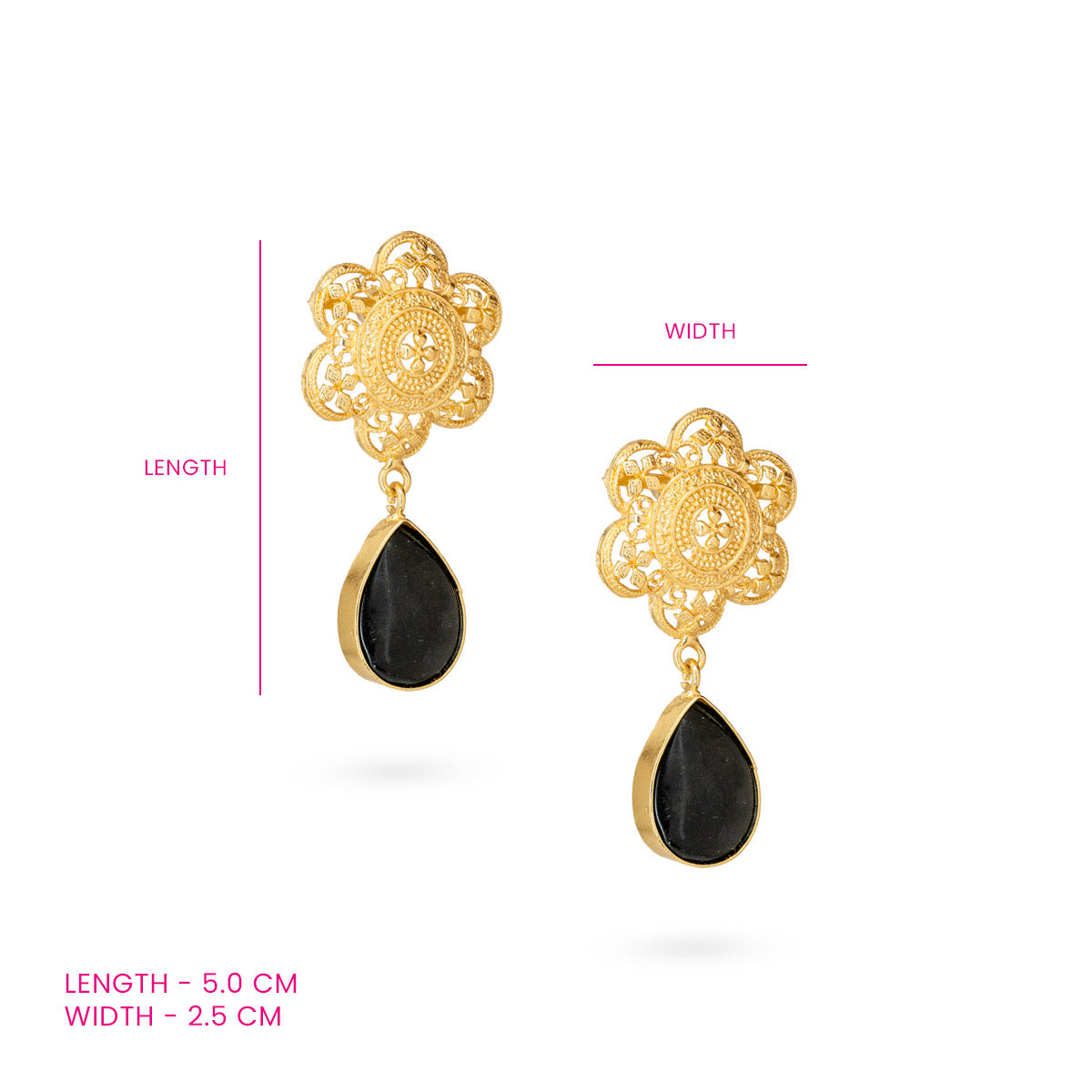 Gold-Plated Peach Teardrop Dangling Floral Earrings