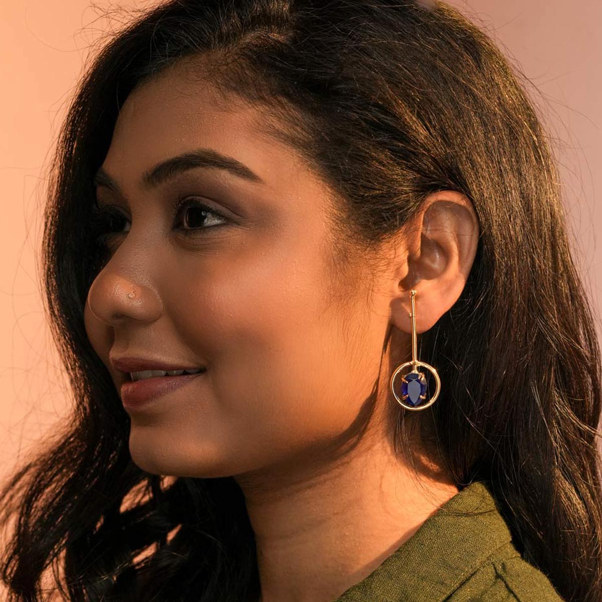 Golden White Stone Earrings