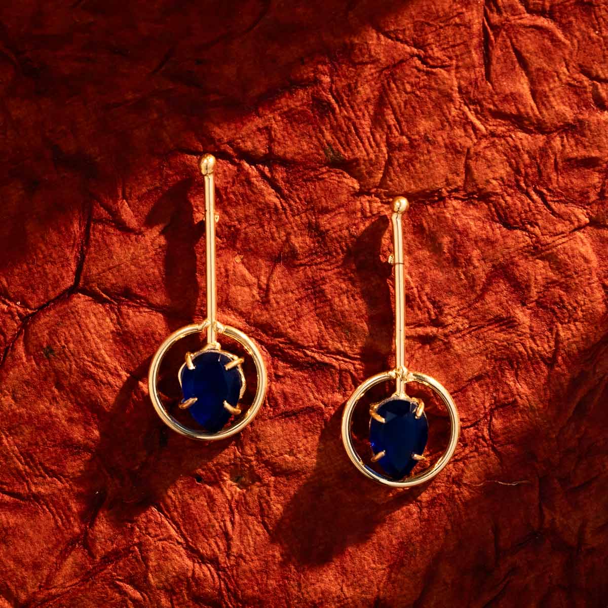 Golden White Stone Earrings