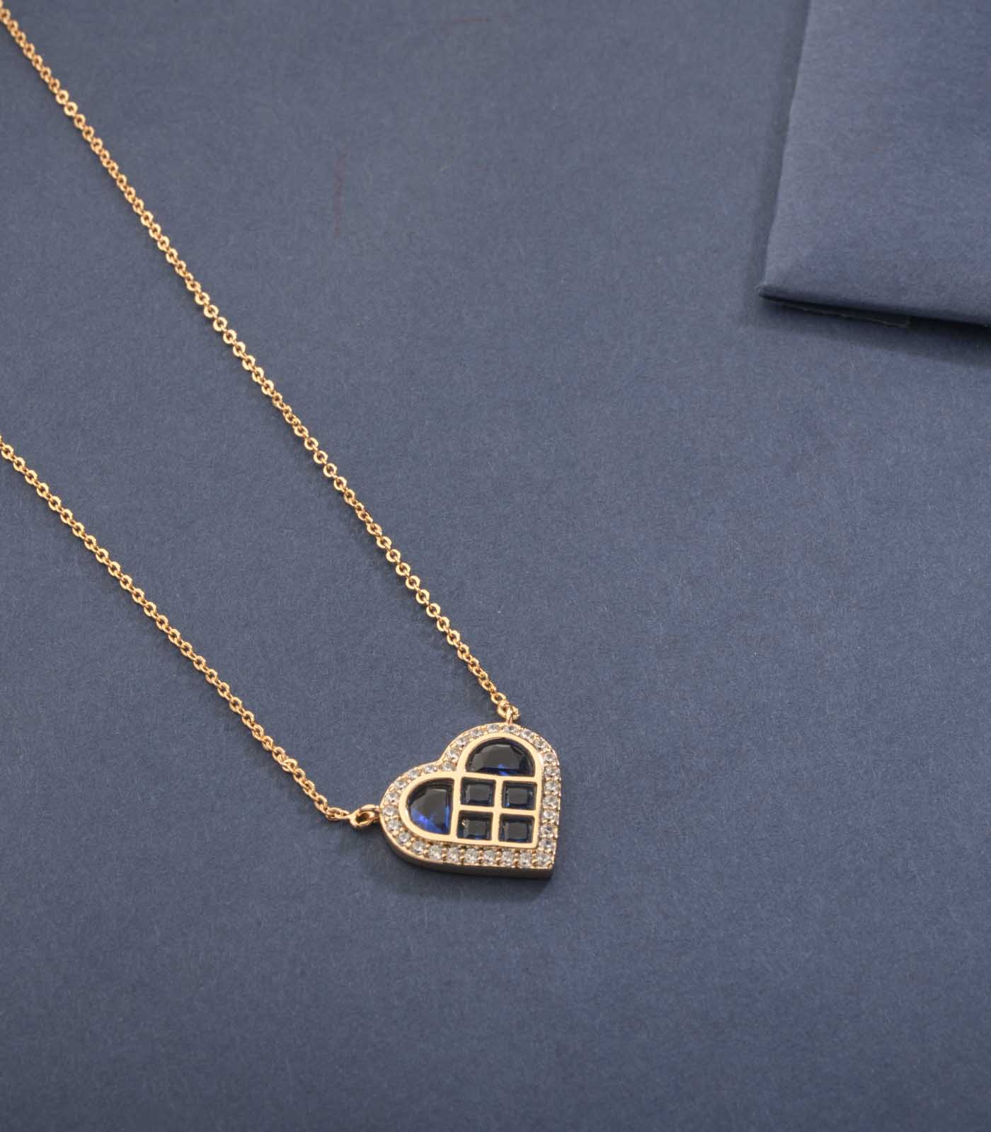 Golden Cage Of The Rare Blue Stone Necklace (Brass)