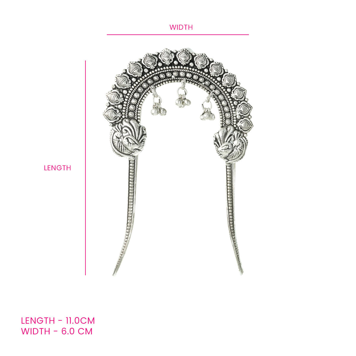 Traditional Oxidized Silver Vaki with Dangling Beads