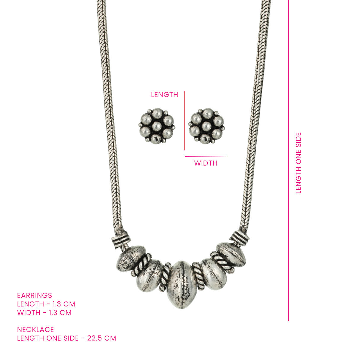 Oxidized Silver Beaded Necklace Set