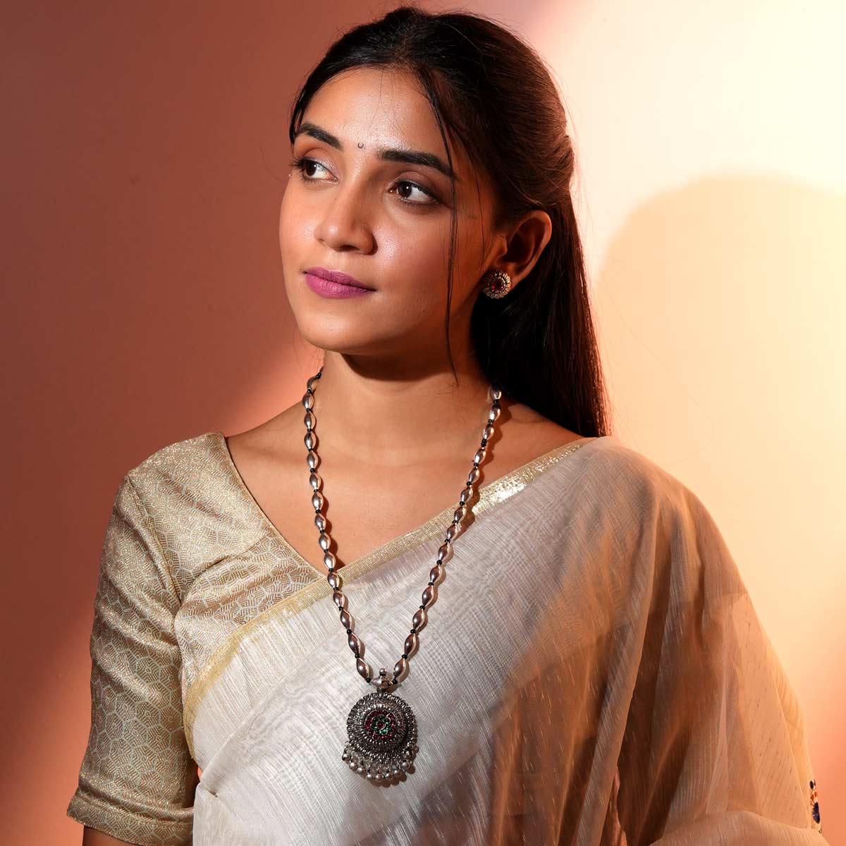 Gulbandh Oxidized Silver Necklace Set