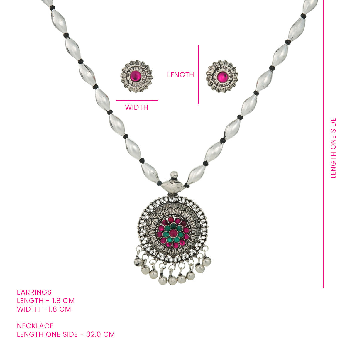 Gulbandh Oxidized Silver Necklace Set