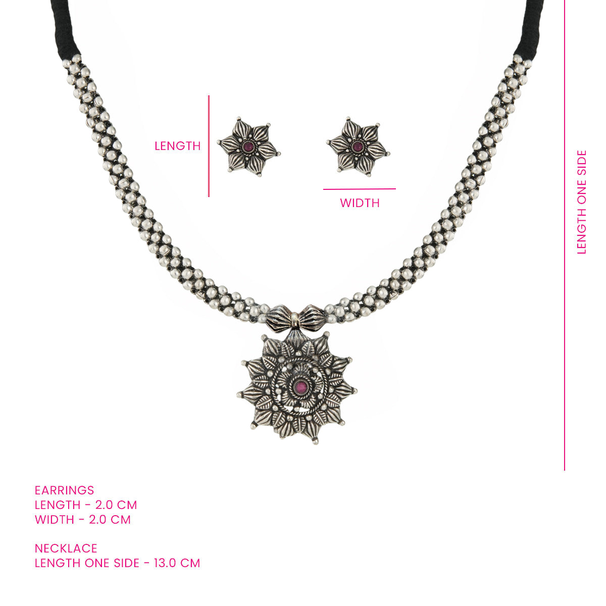 Floral Oxidized Thushi Set