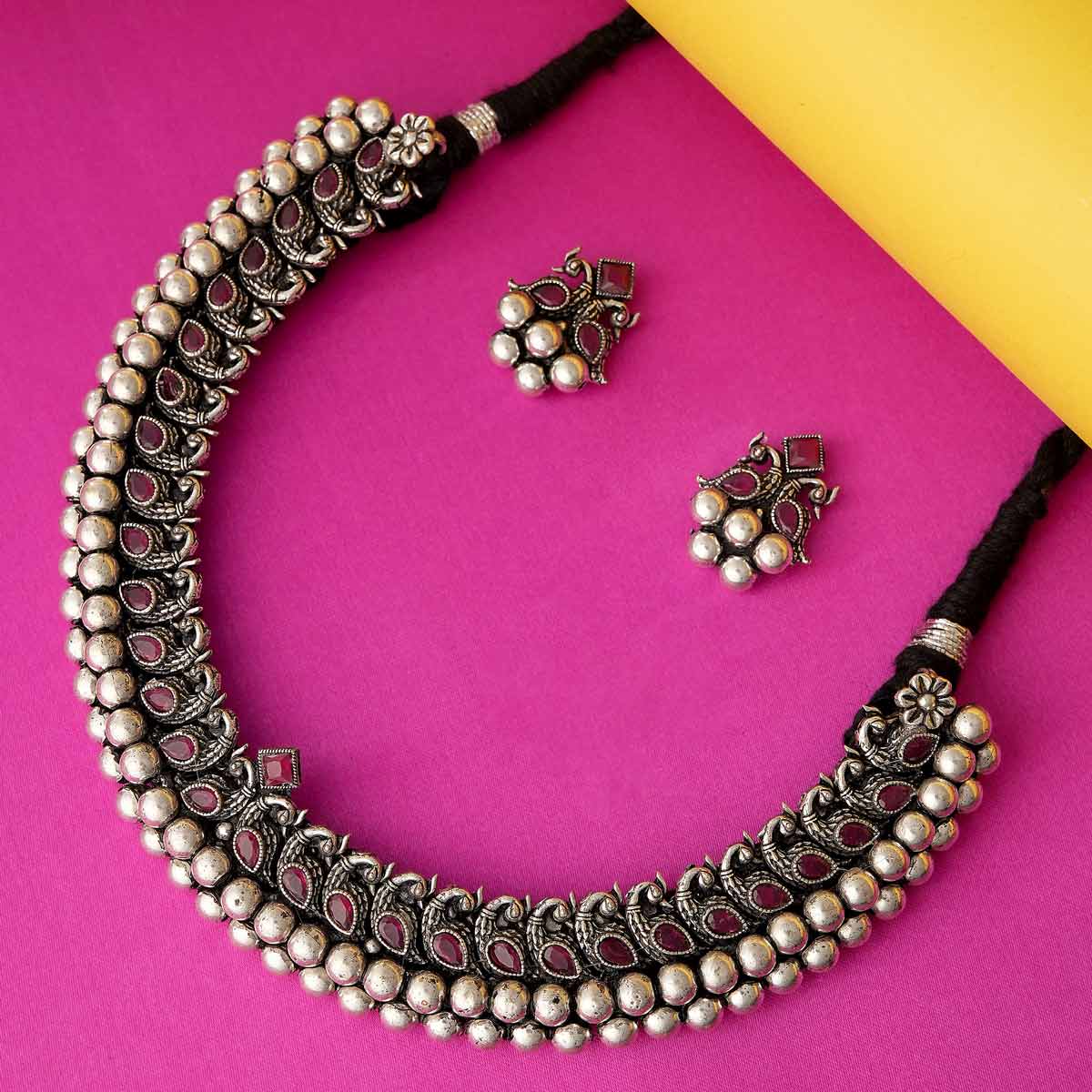Traditional Oxidized Silver Choker
