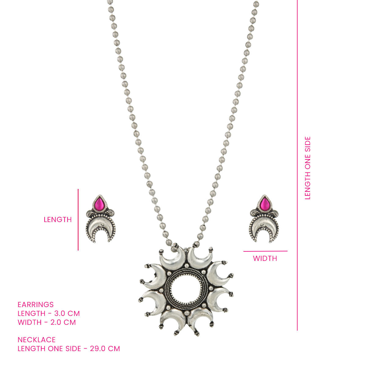 Moon and Sun Motif Necklace Set
