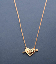 Lovely Golden Heart And Arrow Necklace (Brass)