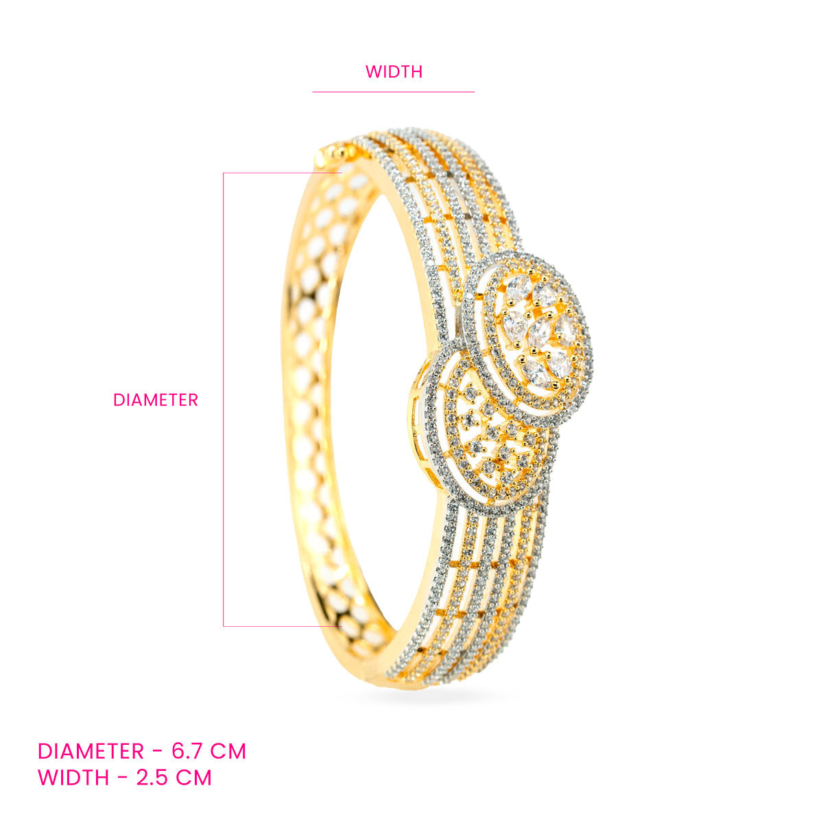 Glittering Zircon Studded Brass Bangle