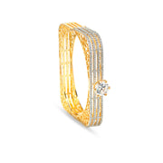 Square Zircon Solitaire Brass Bangle