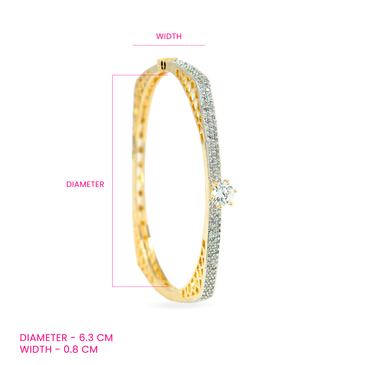 Diamond Solitaire Brass Bangle
