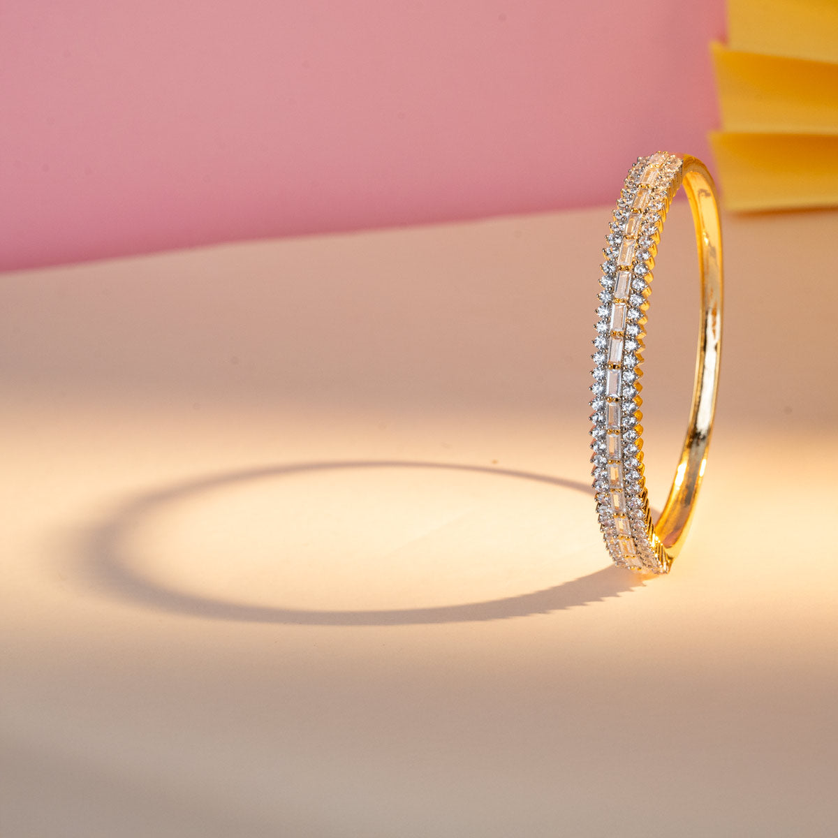 Double-Row Zircon Brass Bangle