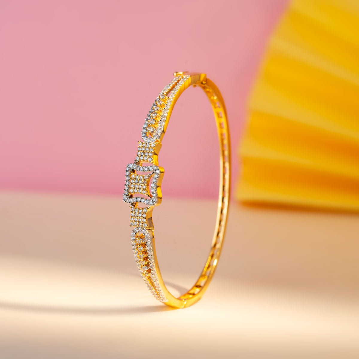 Geometric Zircon Brass Bangle