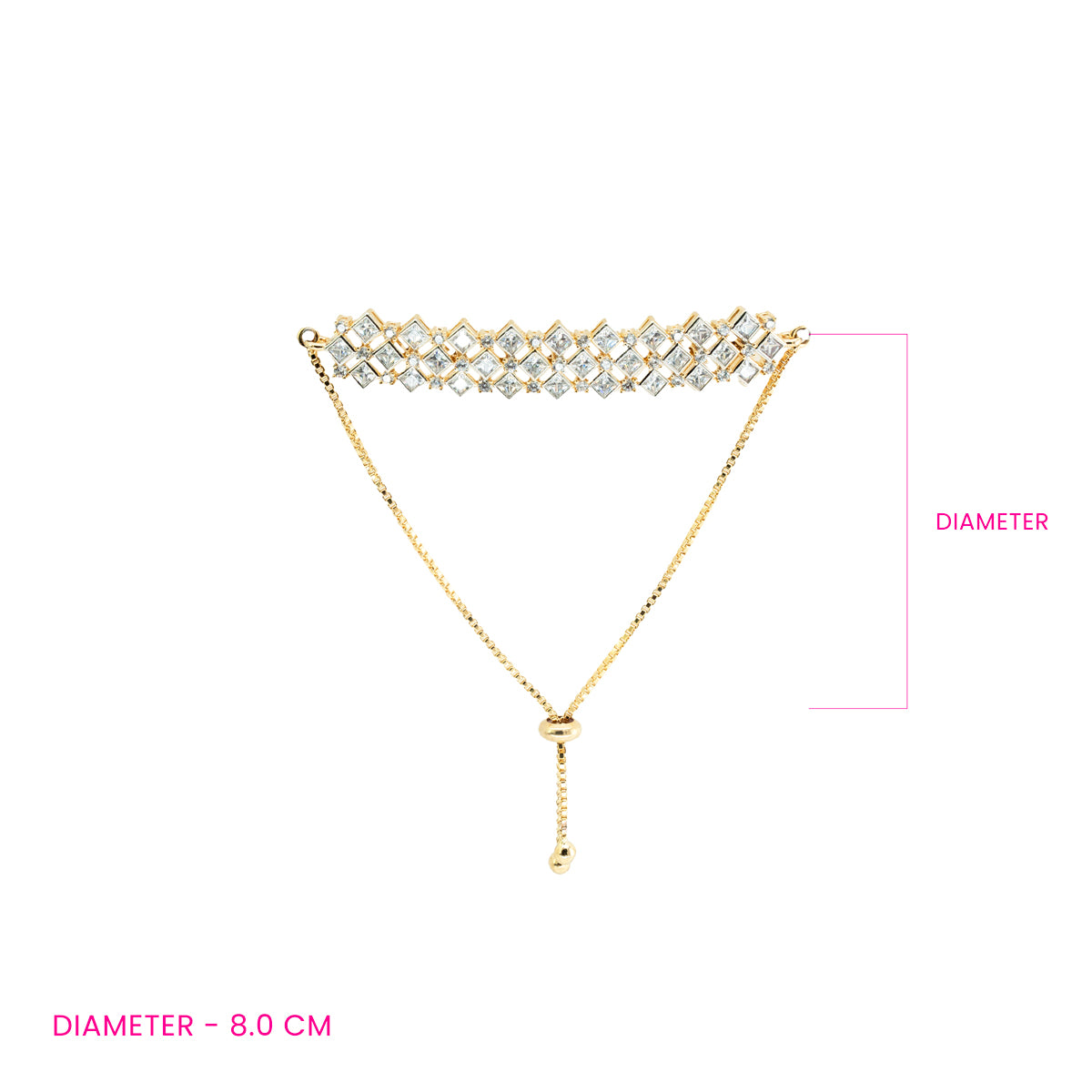 Geometric Zircon Brass Bracelet