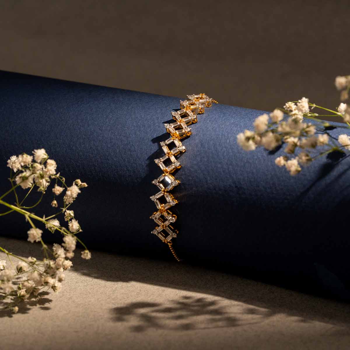 Diamond-Shaped Brass Bracelet