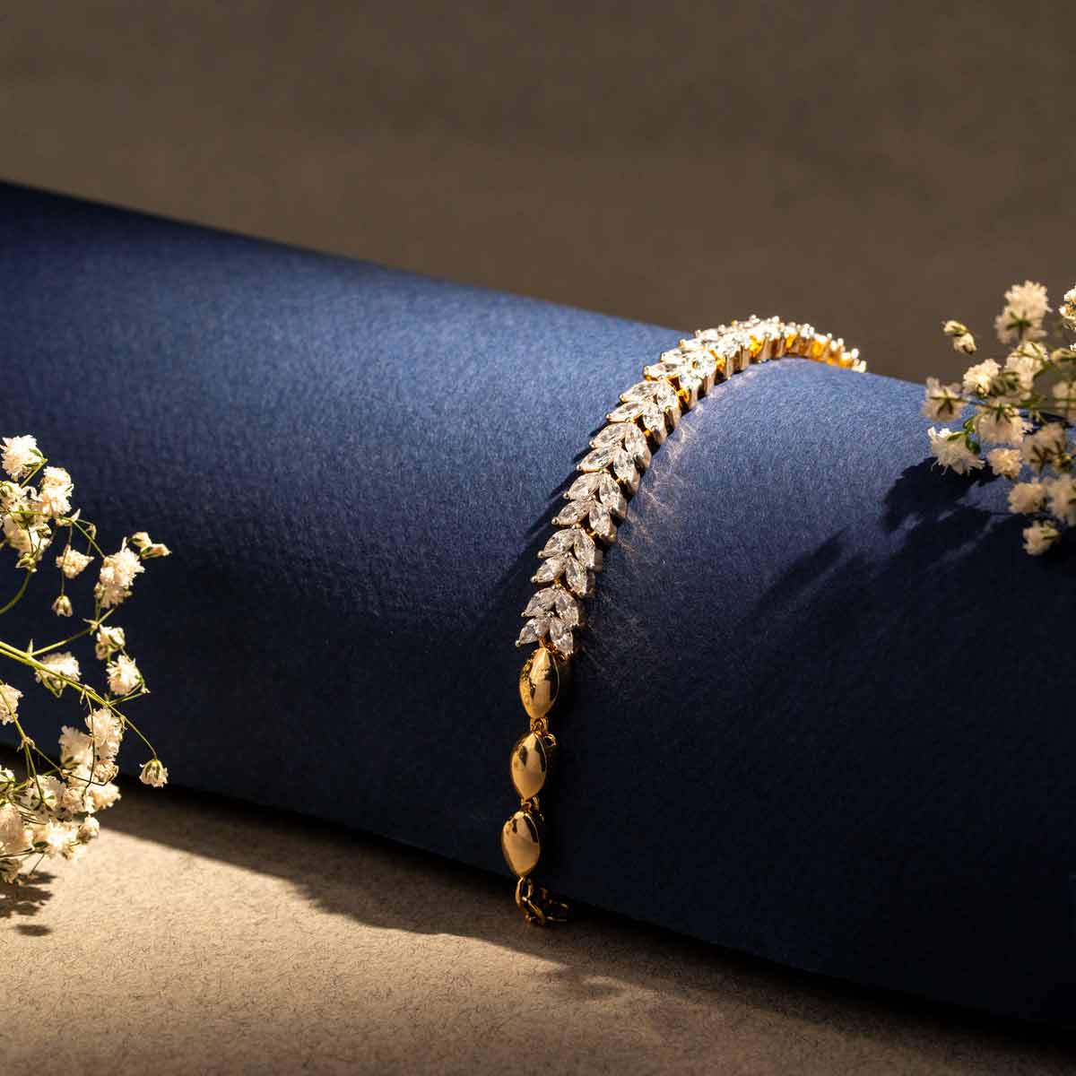 Gold-Plated Brass Bracelet with Leaf Design
