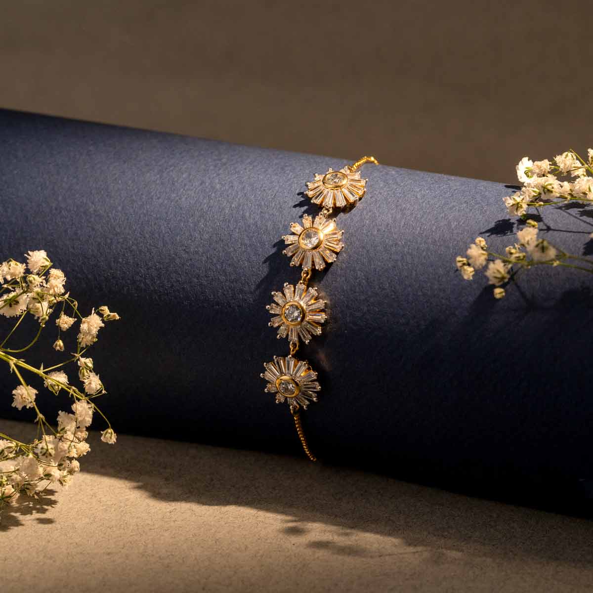 Gold-Plated Floral Adjustable Bracelet