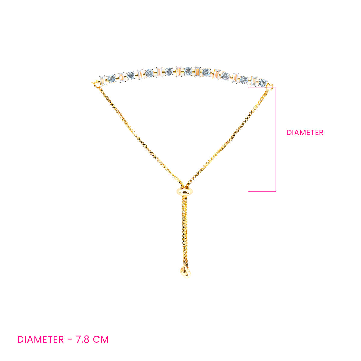 Gold-Plated Adjustable Slider Bracelet with Zircon Embellishments