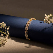 Gold-Plated Double-Row Link Bracelet with Zircon Accents