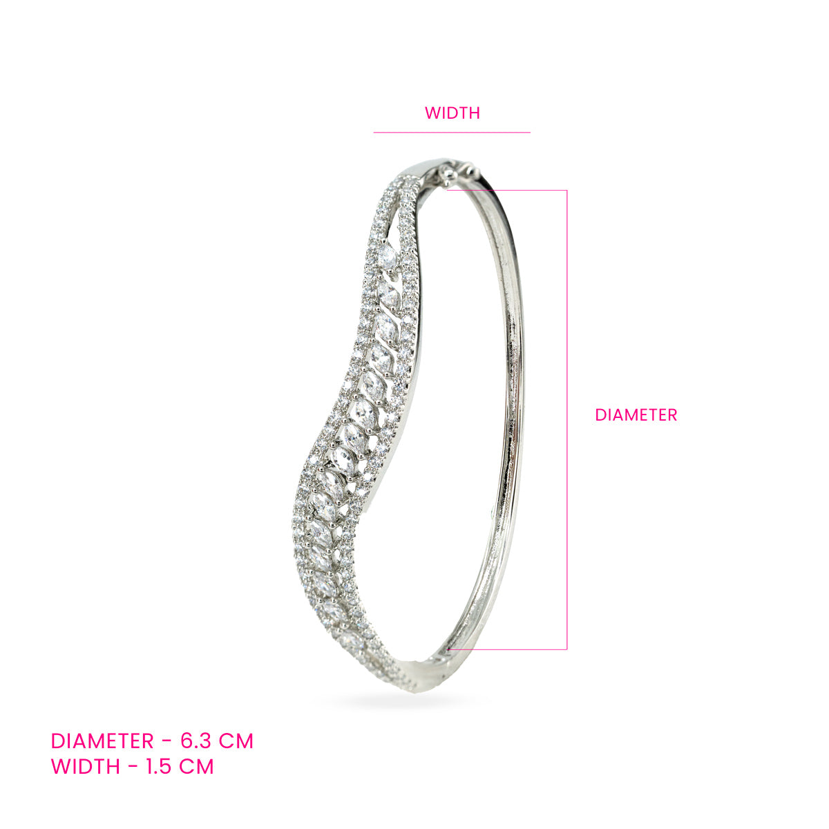 Curved Zircon Silver Bangle