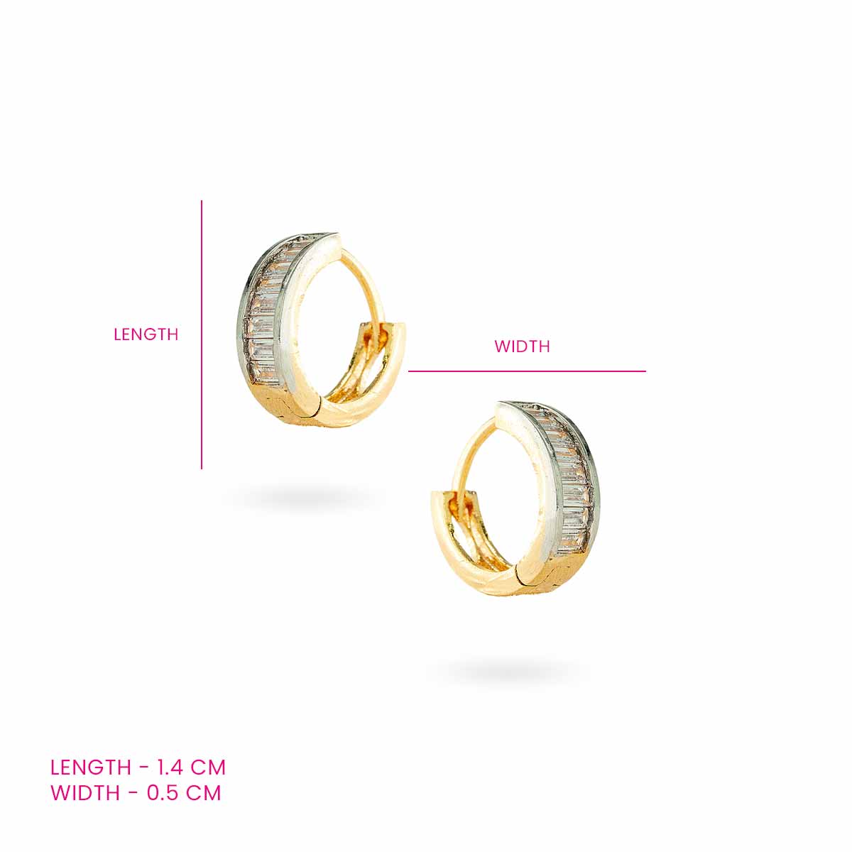 Two-Tone Baguette Crystal Hoop Earrings