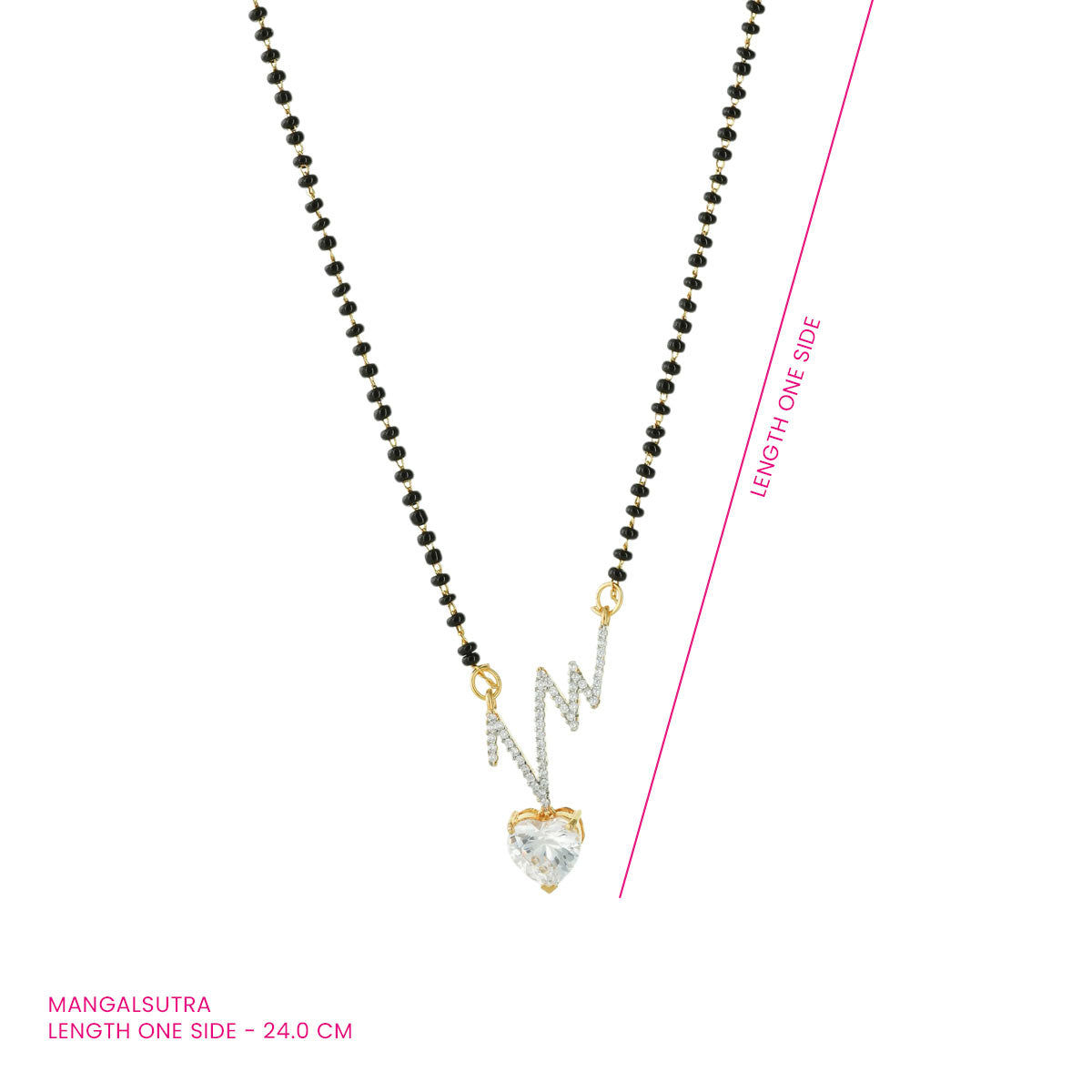 Adhira Mangalsutra Set- Heart Pendant with Zigzag Design – Utsaav