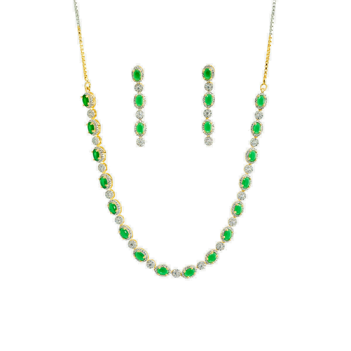 Green Opal Charm Necklace Set