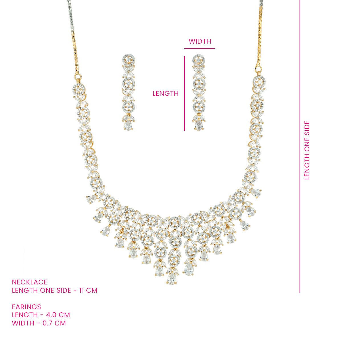Glittering Floral Cascade Necklace Set