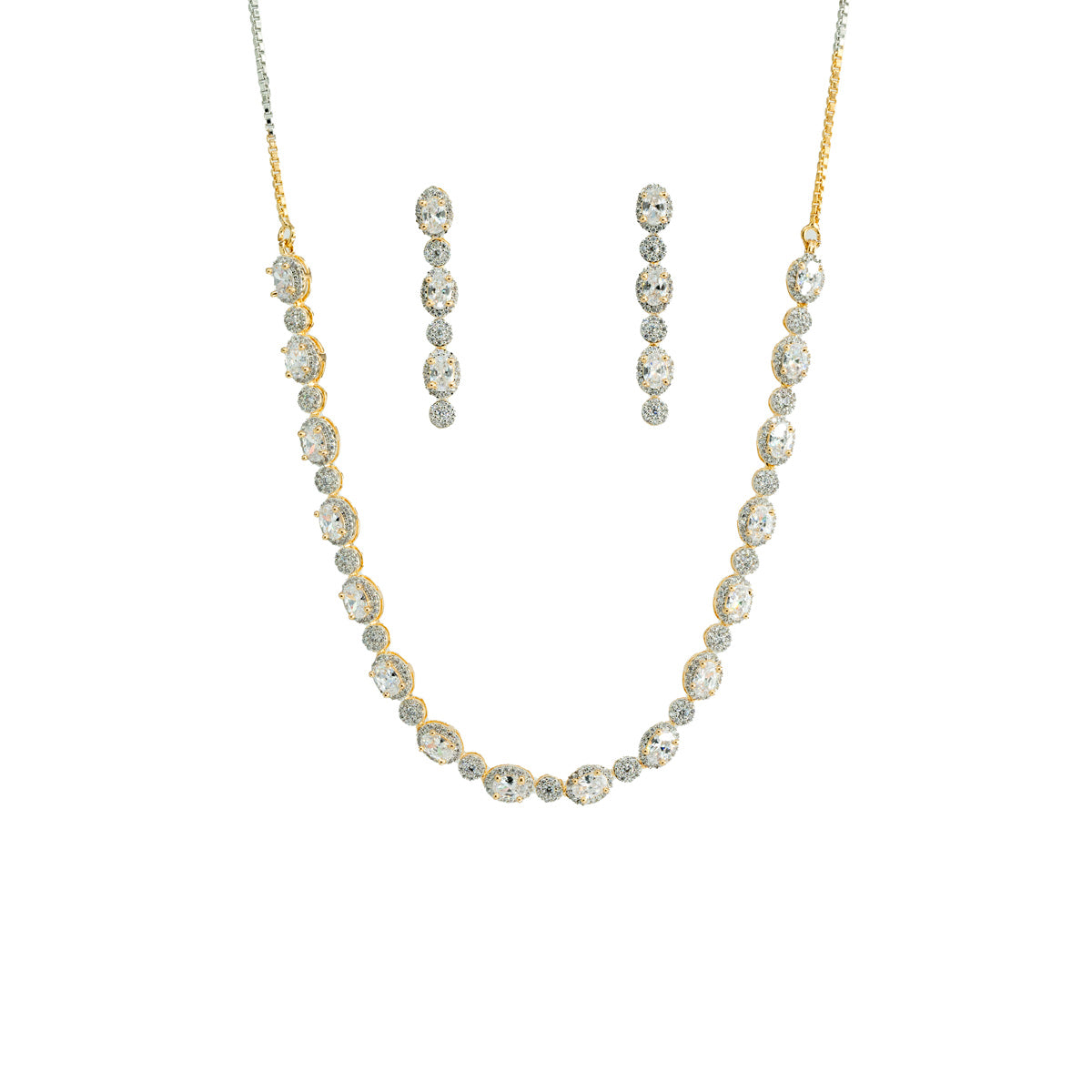 Sparkling Elliptical Necklace Set