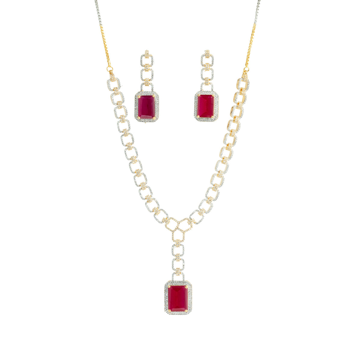 Ruby Elegance Chain Necklace Set