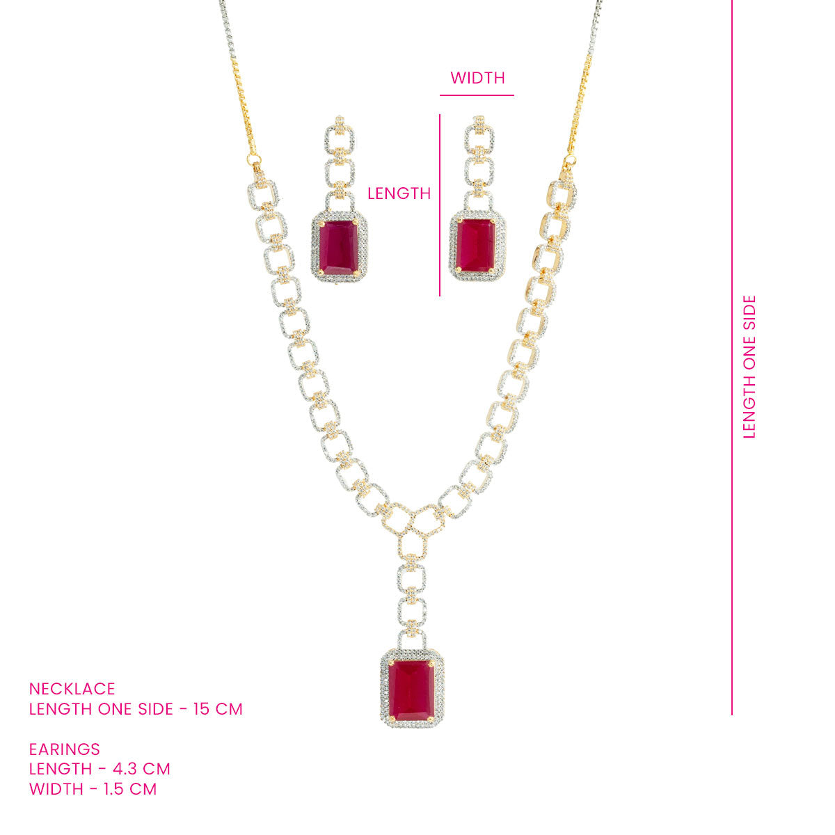 Ruby Elegance Chain Necklace Set