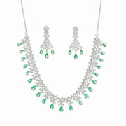 Green Teardrop Sparkle Necklace Set