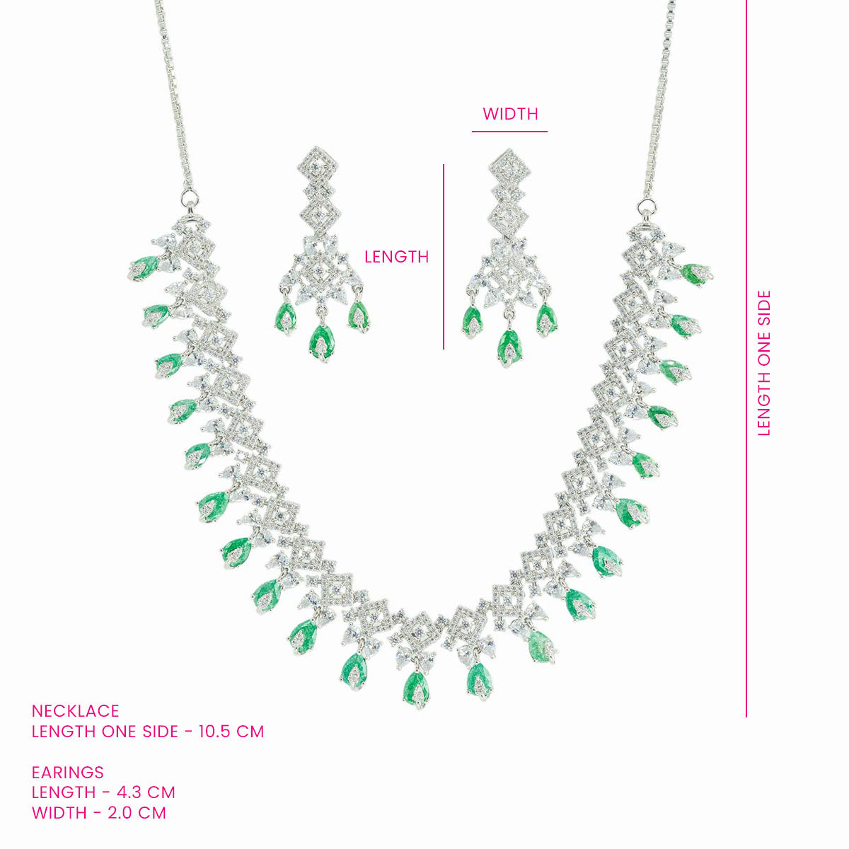 Green Teardrop Sparkle Necklace Set