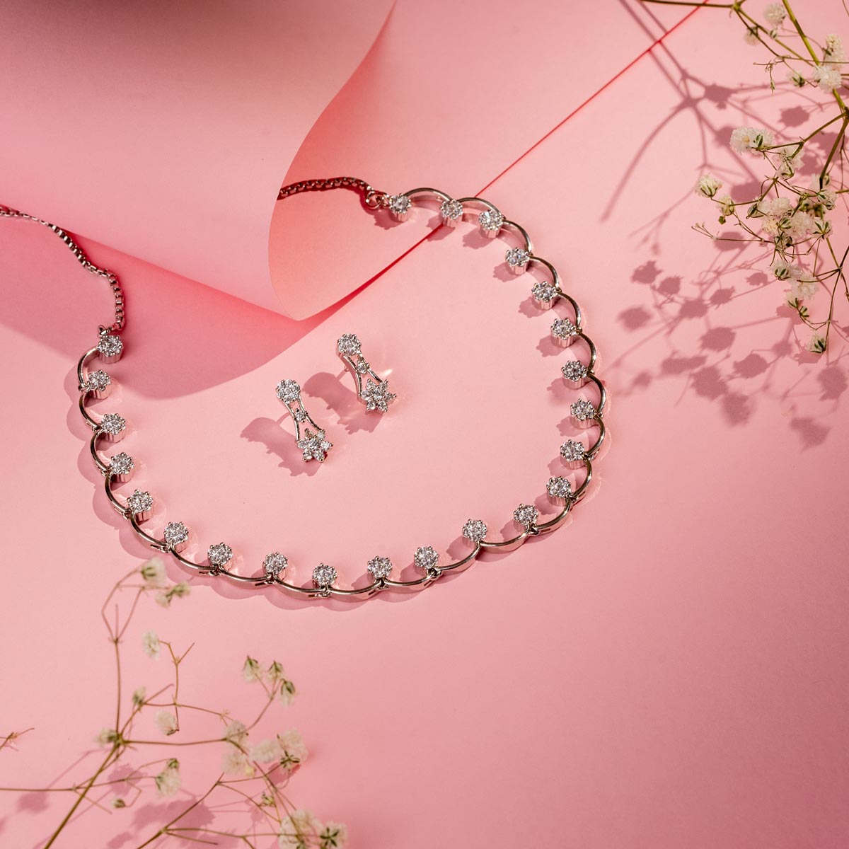Crystal Curve Necklace Set