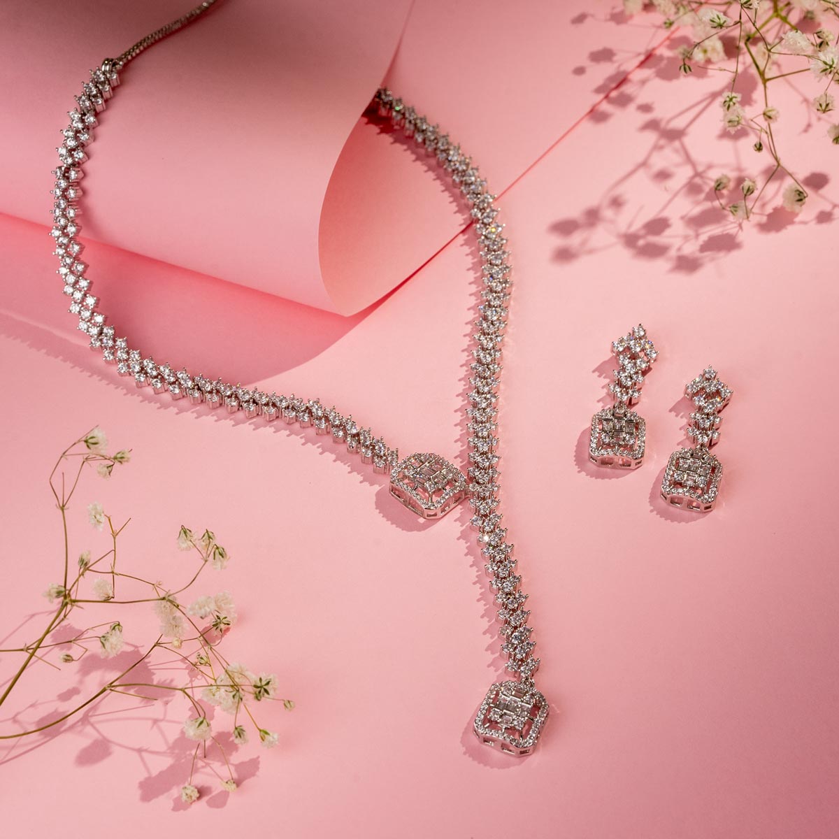 Square Charm Necklace Set