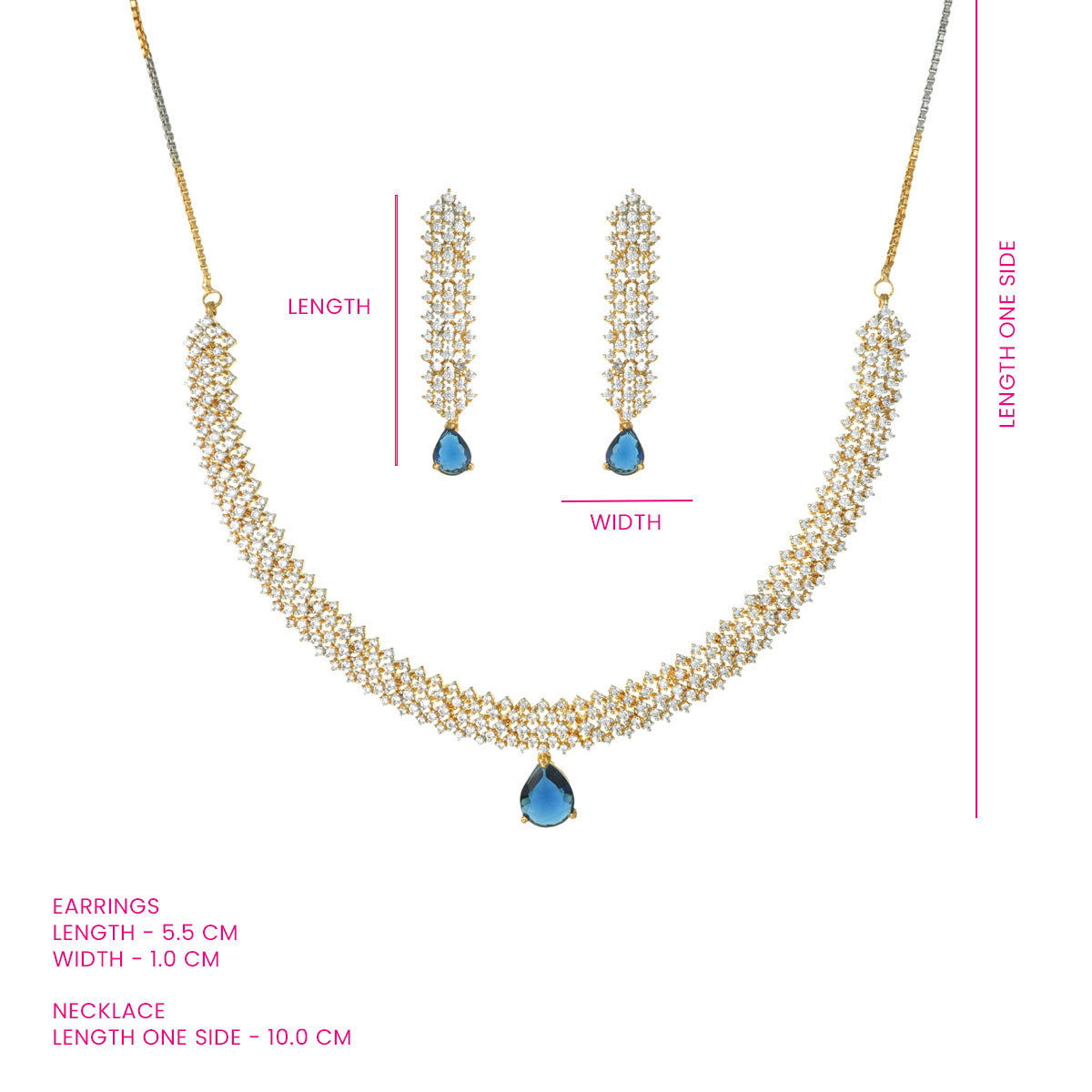 Blue Teardrop Glow Necklace Set