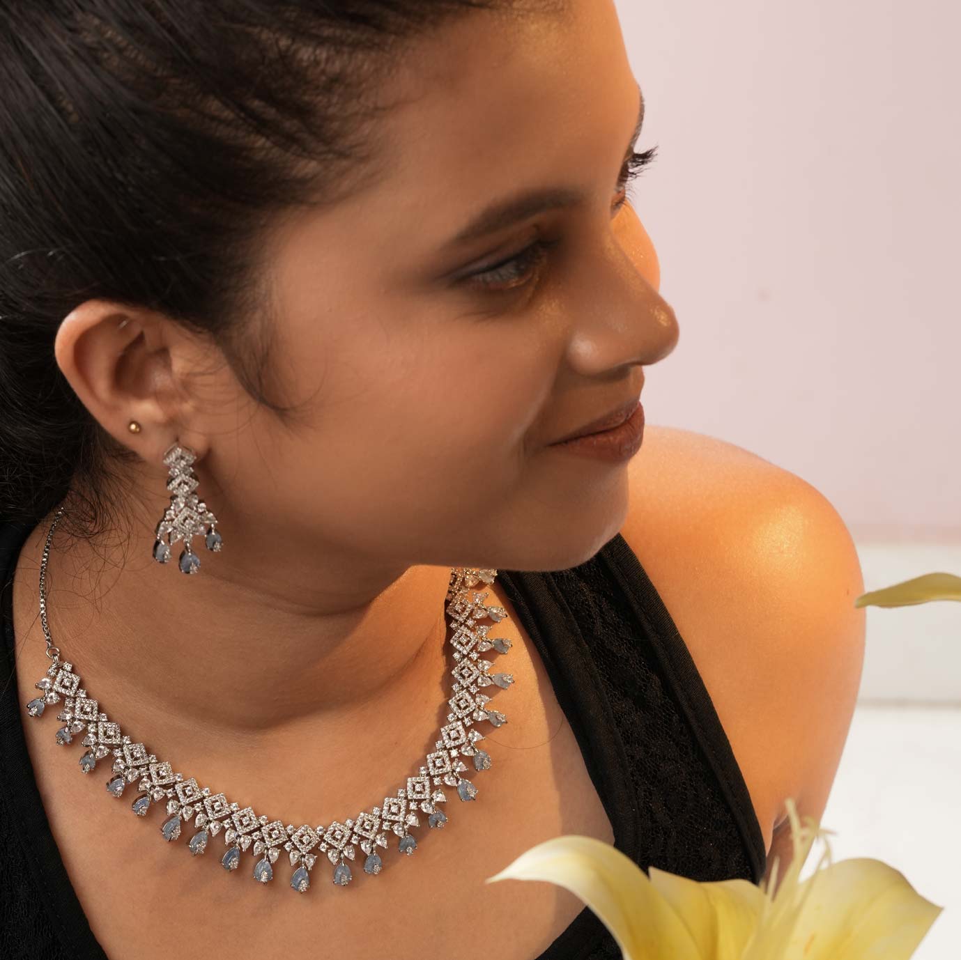 Diamond Cascade Necklace Set