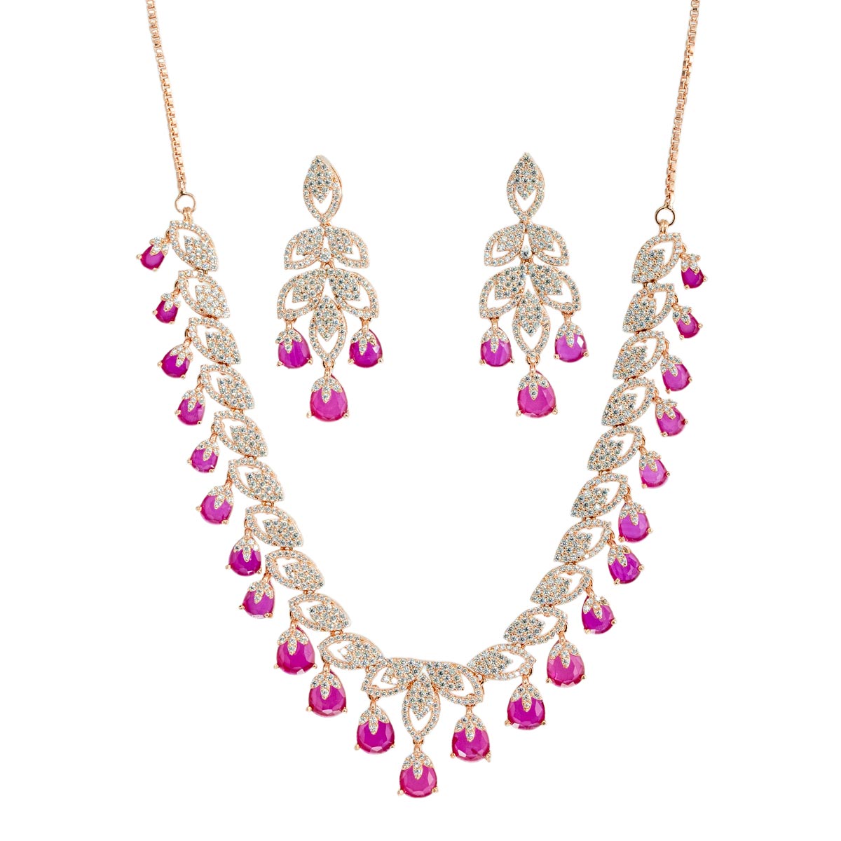 Fuchsia Bloom Necklace Set