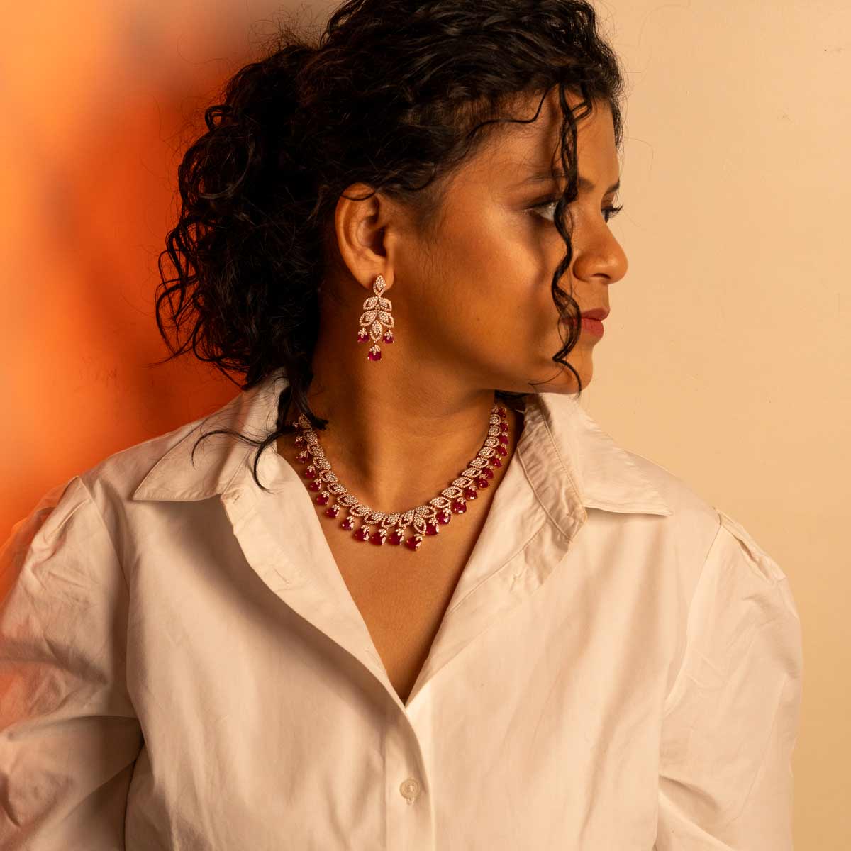 Fuchsia Bloom Necklace Set