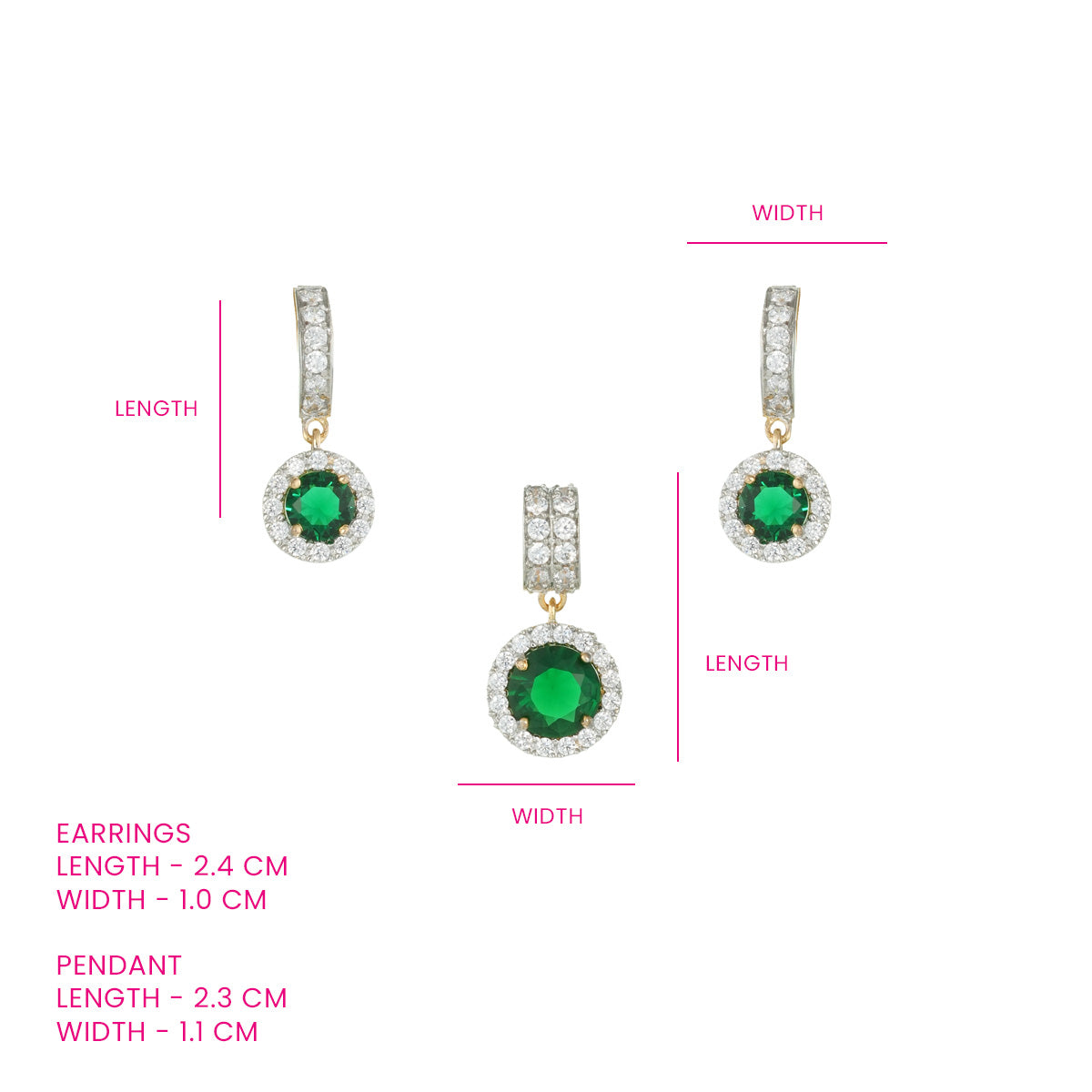 Emerald Halo Pendant Set