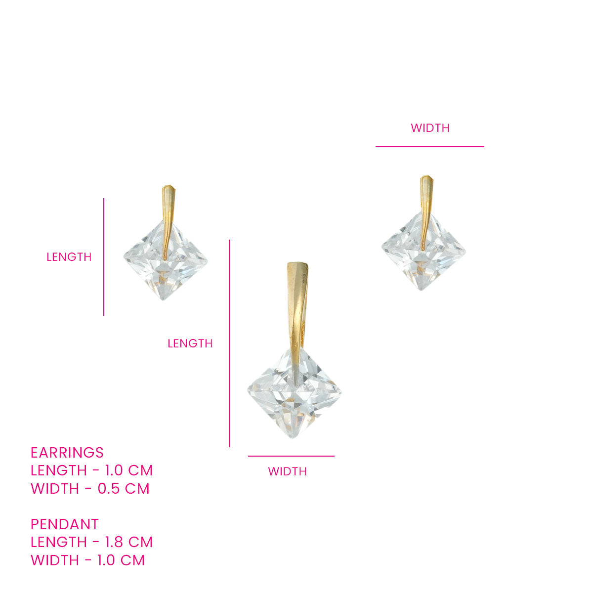 Square Crystal Pendant Set