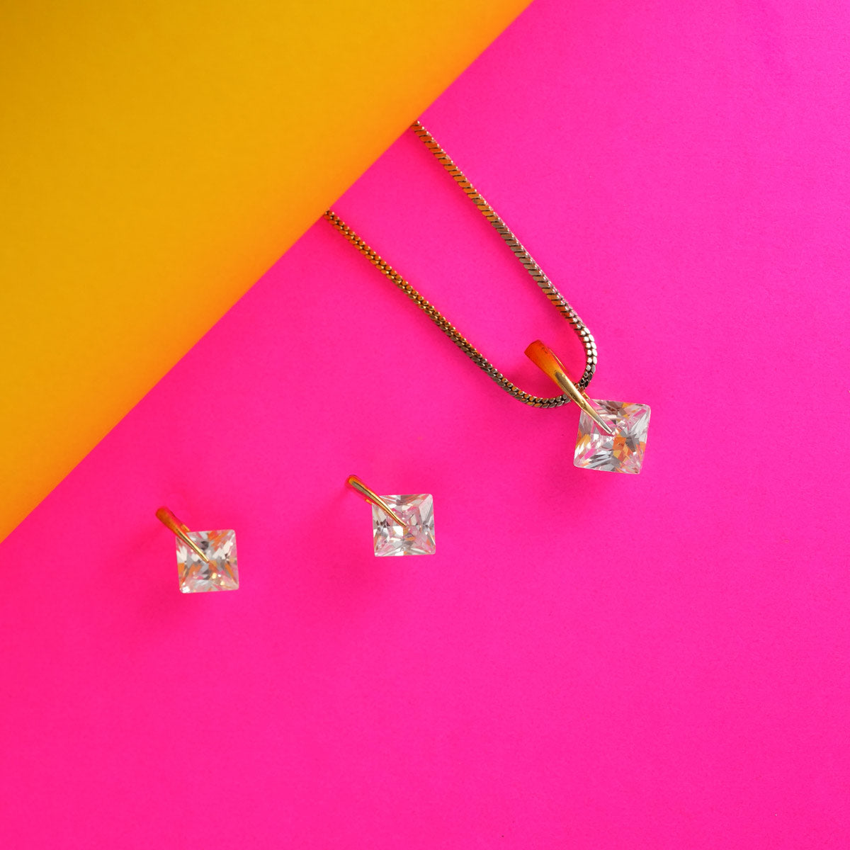 Square Crystal Pendant Set