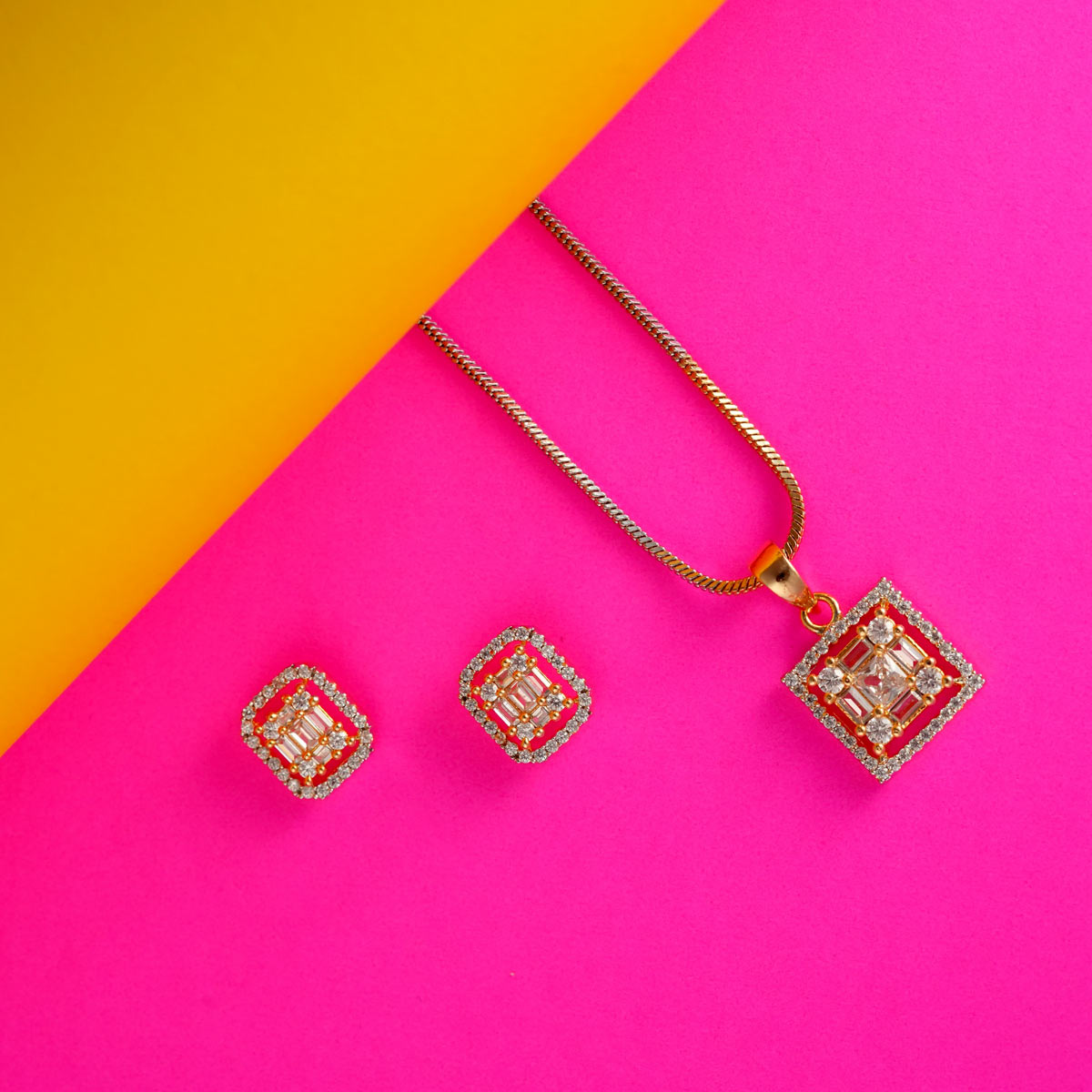 Radiant Square Pendant Set