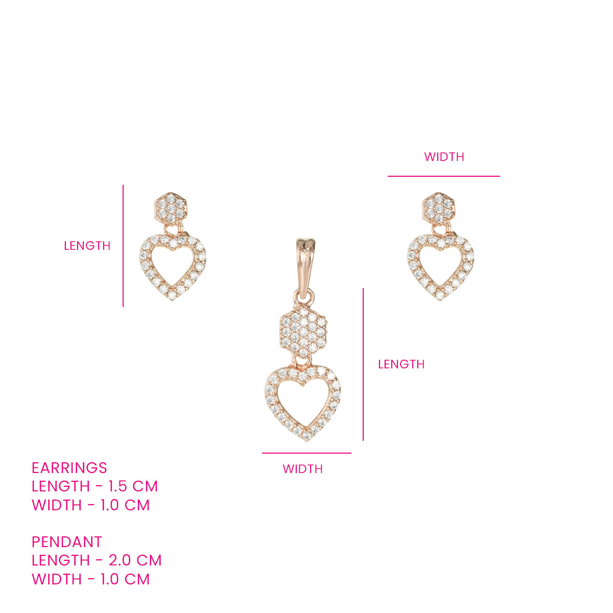 Sparkling Heart Pendant Set