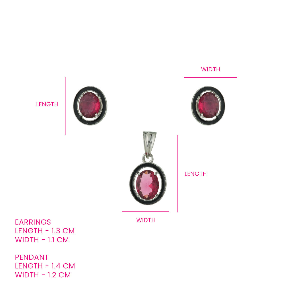 Elegant Oval Pink Pendant Set