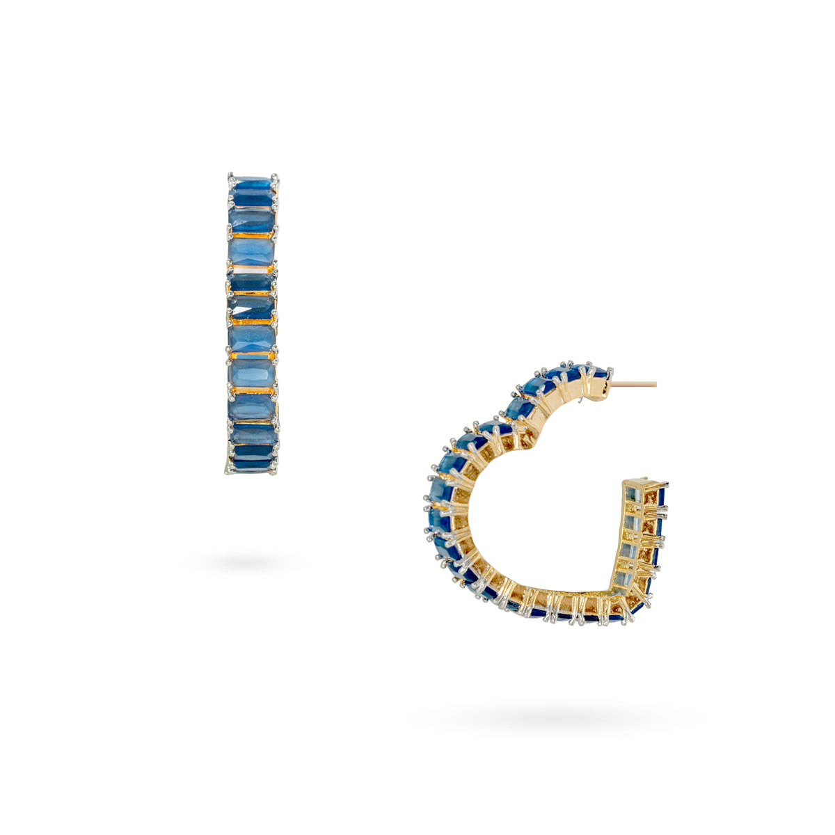 Blue Heart Hoop Earrings