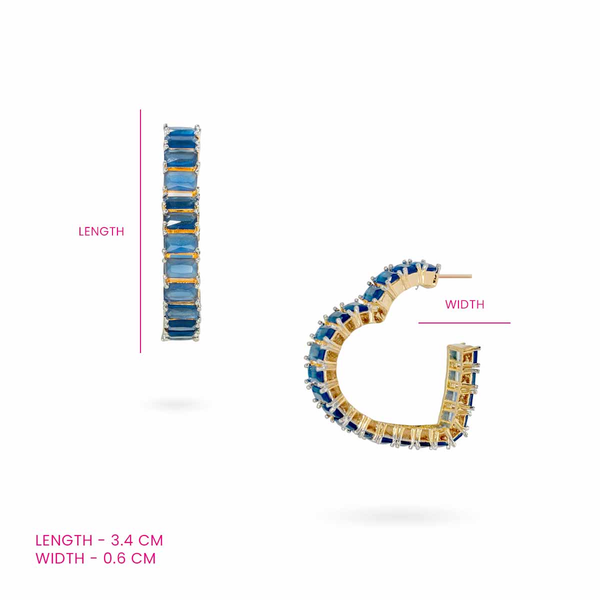 Blue Heart Hoop Earrings