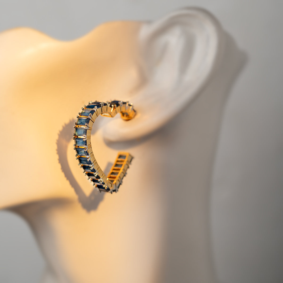 Blue Heart Hoop Earrings
