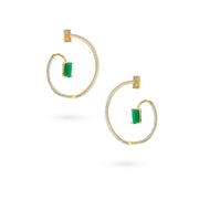 Emerald Spiral Hoop Earrings